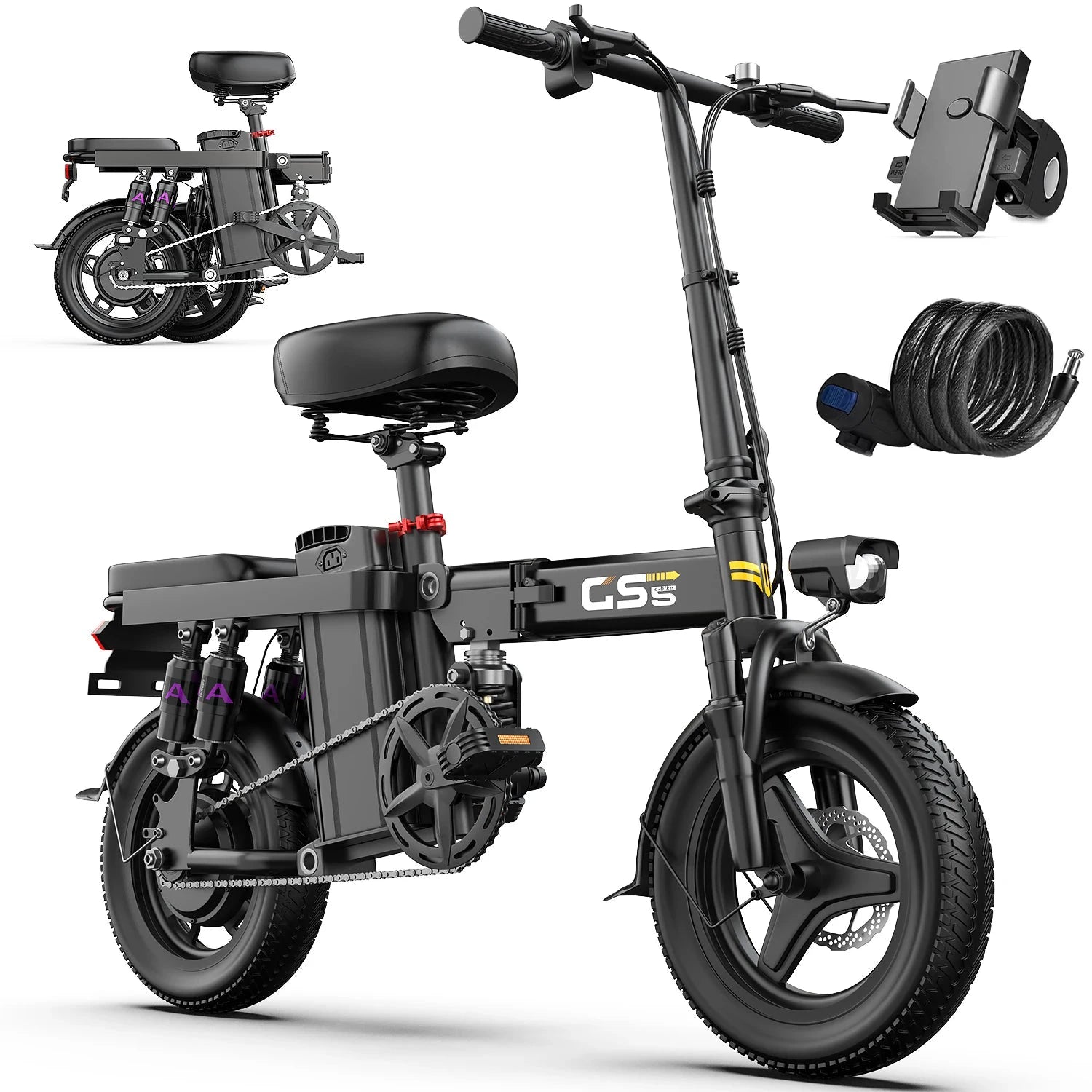 UPlee GS5 Folding Electric Bike 48V 15Ah 740W 30 MPH by superior interior and more