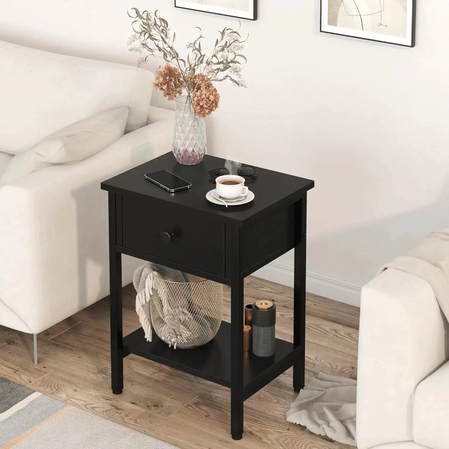 XMSJ Nightstands Set of 2 With Drawers and Storage Shelf by superior interior and more
