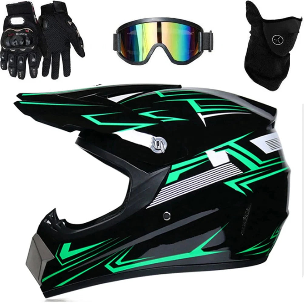 Aramox Full Face MTB Motorcycle Helmet Set With Goggles Gloves by superior interior and more