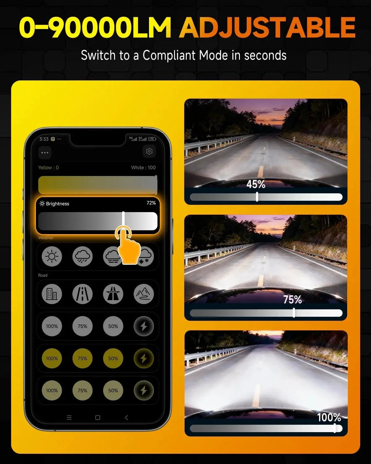 Termitor H11 LED CANBUS Bulbs 75000LM App Controlled Dimmable 3000K To 6500K by superior interior and more