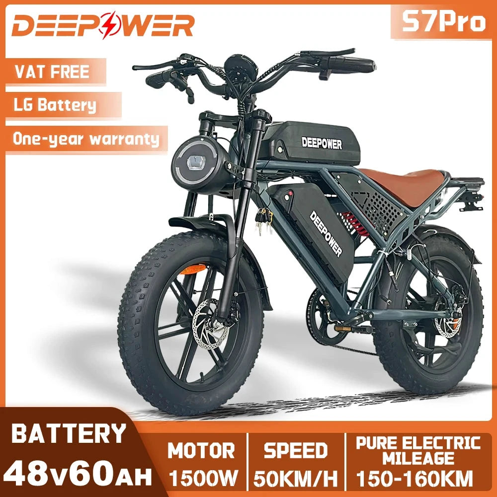 DEEPOWER S7Pro Off-Road Electric Bike 1500W 48V 60Ah Battery by superior interior and more