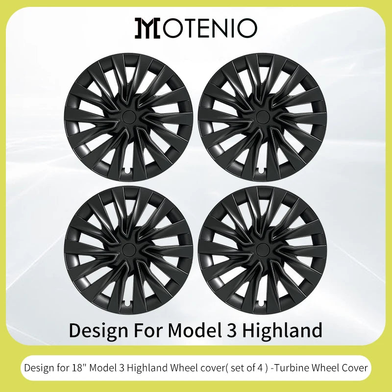 Motenio Tesla Model 3 Storm Wheel Covers 4Pcs Hubcaps