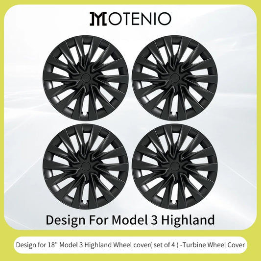 Motenio Tesla Model 3 Storm Wheel Covers 4Pcs Hubcaps