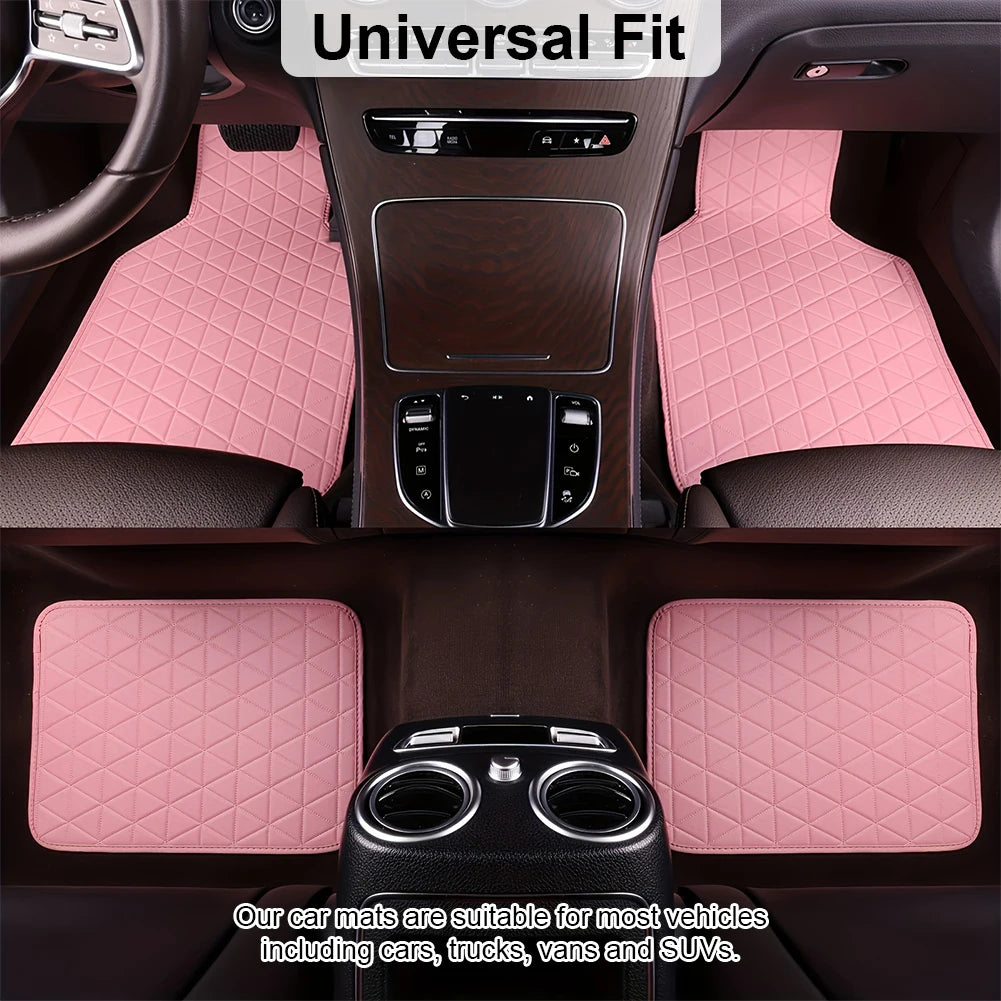 APWIKOGER PU Leather Car Mats Set Front Rear Waterproof Universal