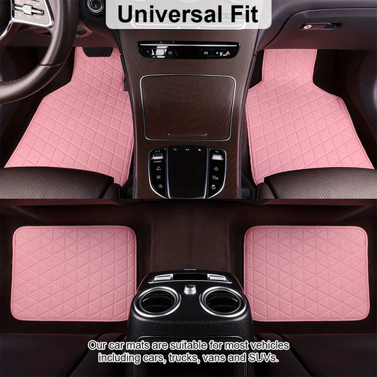APWIKOGER PU Leather Car Mats Set Front Rear Waterproof Universal