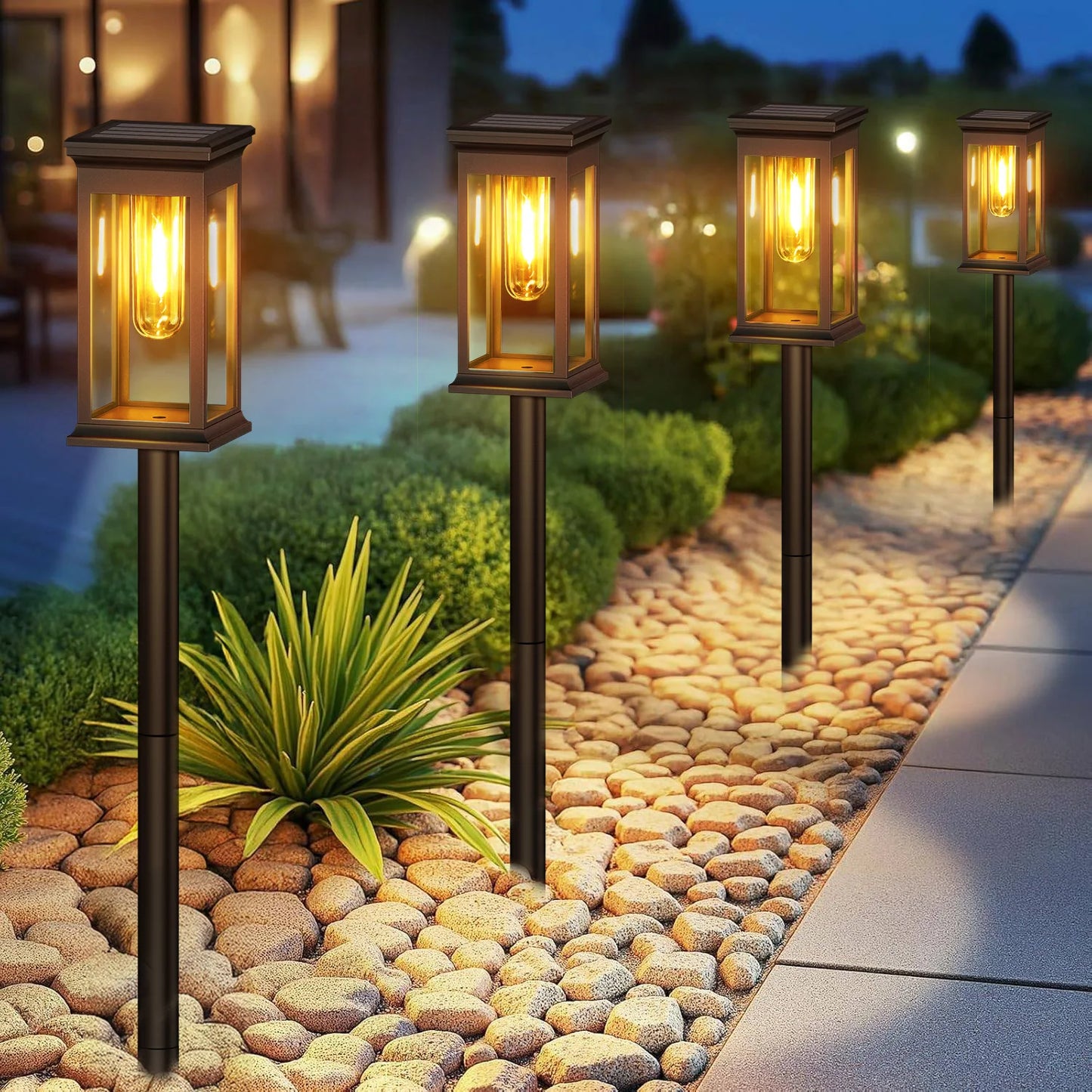 KPSTEK Upgraded Solar Lights Yard Walkway Super Bright 12Hours
