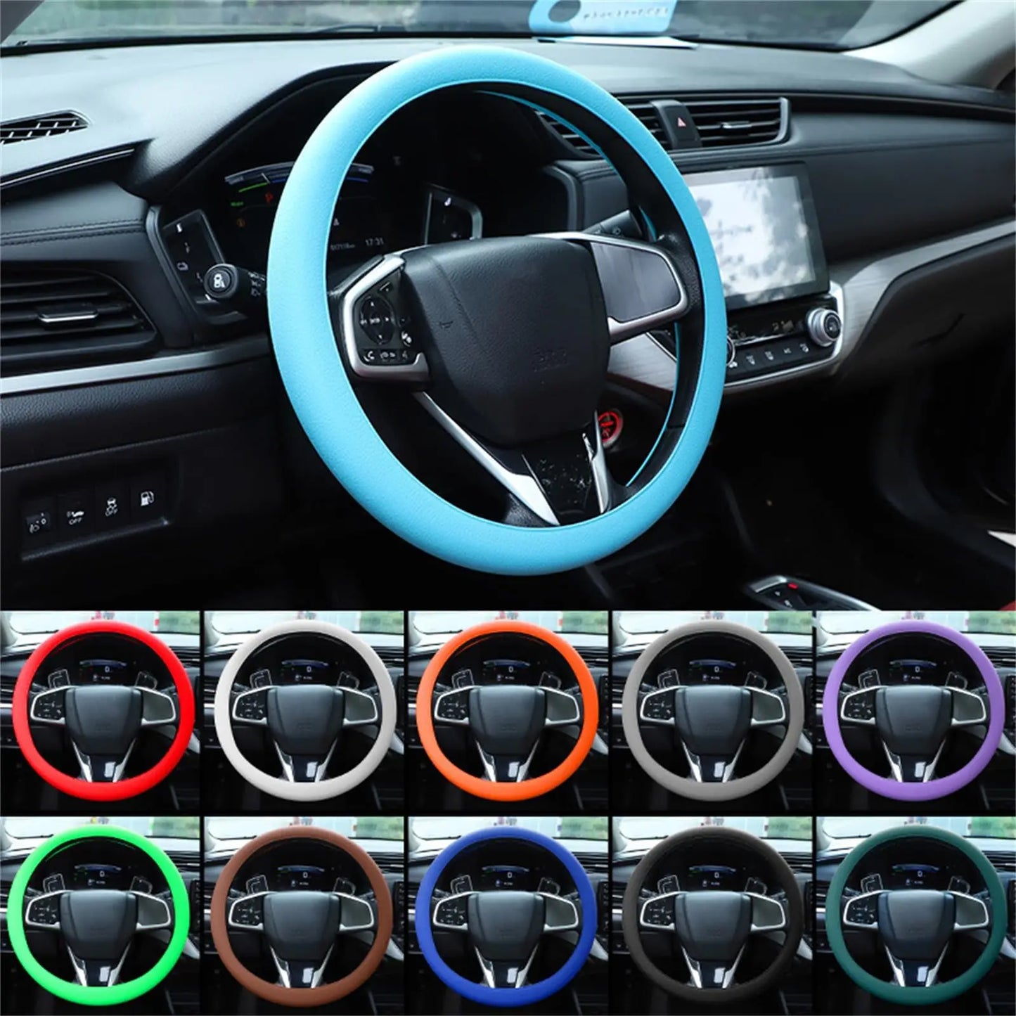 Anti-Slip Silicone Steering Wheel Cover Universal Fit