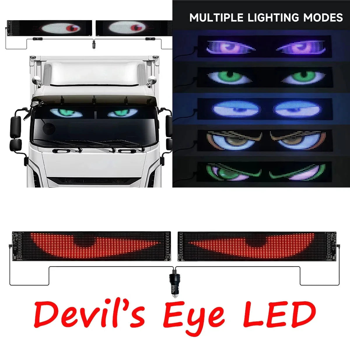 Devil Eye LED Animation Screen Light For Car Windshield USB Plug In Text Display by superior interior and more