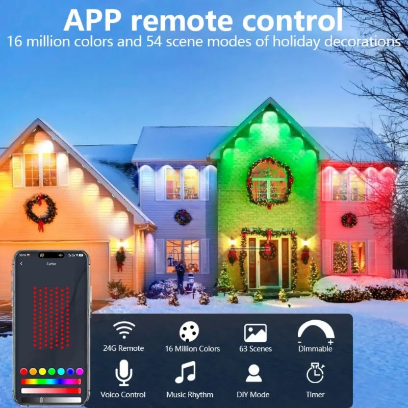 MIMIRG RGBIC Eaves Lights Outdoor String LEDs Christmas