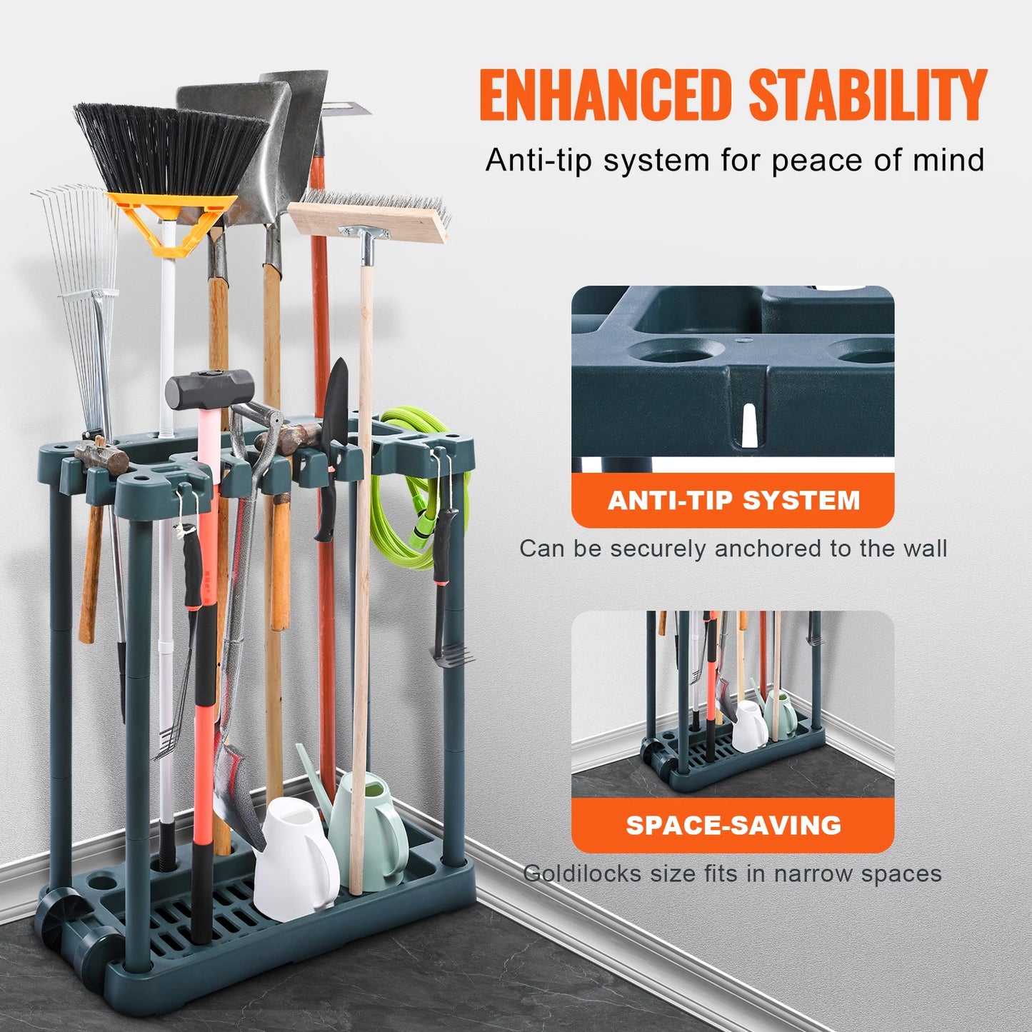 SucceBuy Ten Slot Yard Garden Tool Organizer Tower Rack