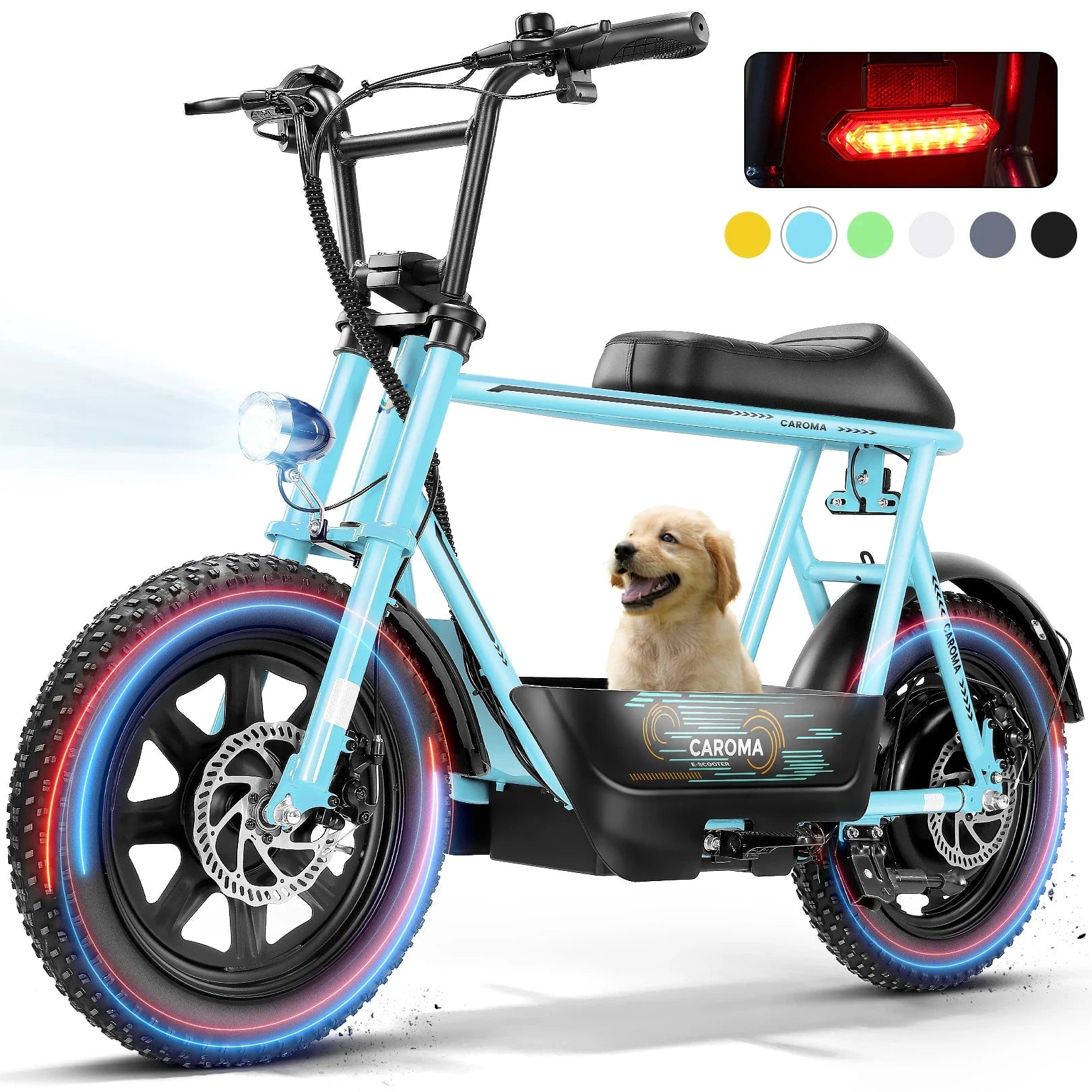 CAROMA 819W Electric Scooter With Seat All-Terrain Fat Tire by superior interior and more