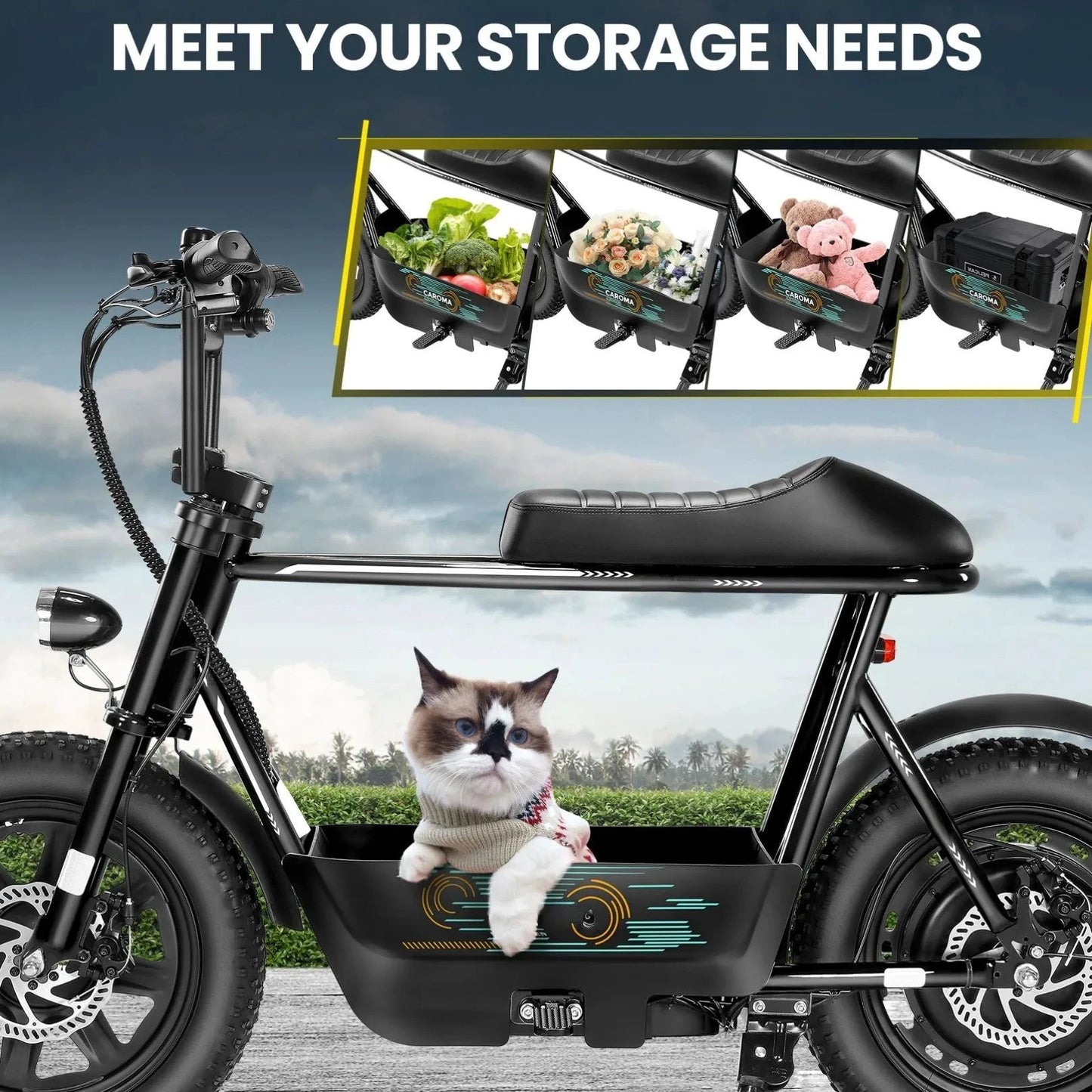 CAROMA 819W Electric Scooter With Seat All-Terrain Fat Tire by superior interior and more