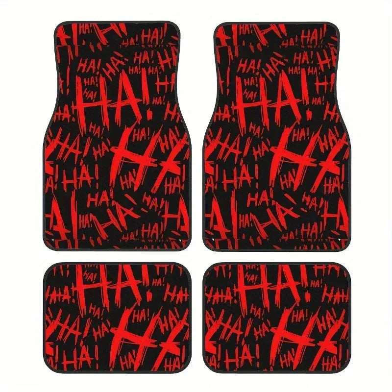 4pcs Set Of Halloween Smile Pattern Car Carpet, Four-season Vehicle Carpet, Durable Non-Slip Full Coverage Mats , Easy To Clean