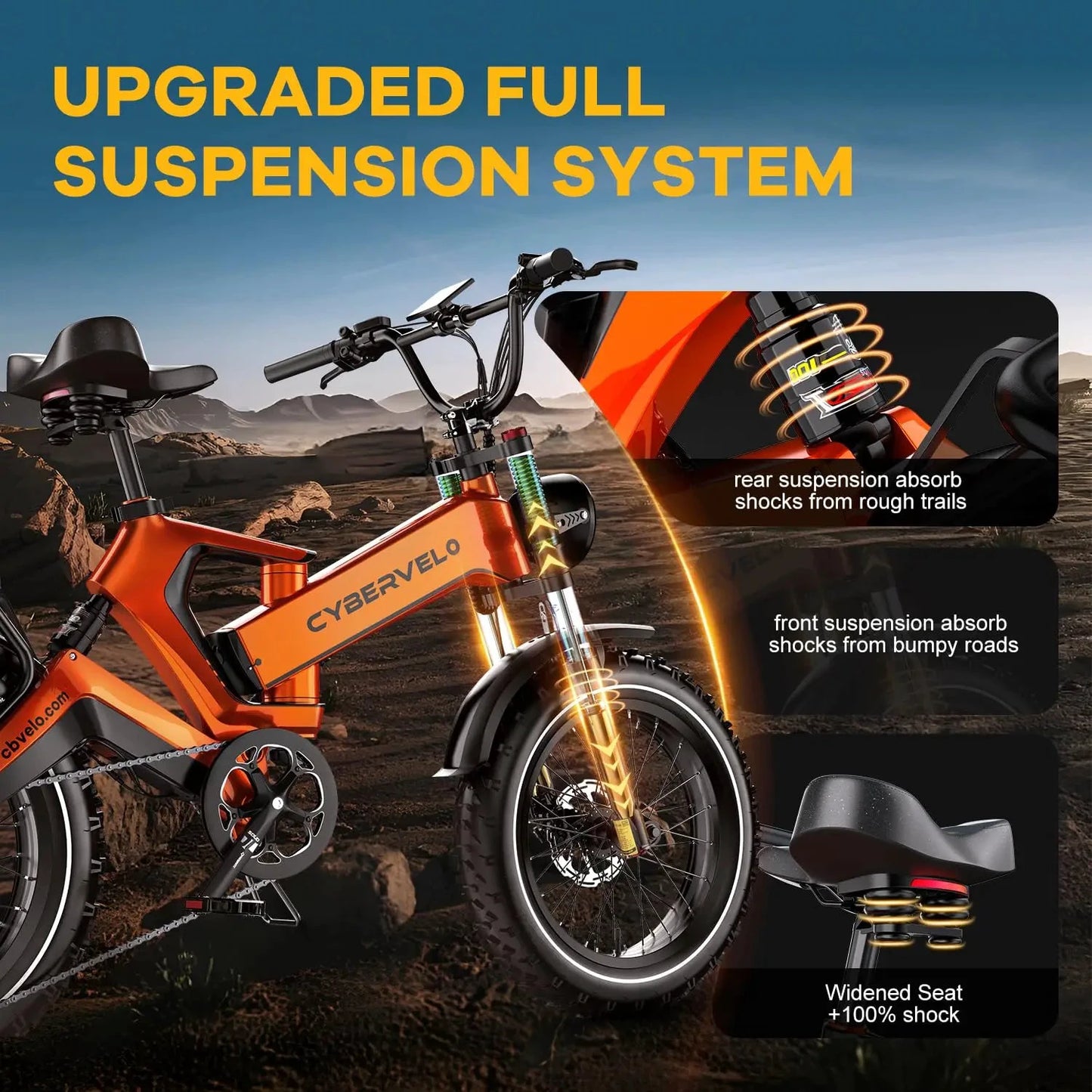 CYBERVELO EK6 Folding Electric Bike 2000W Peak 35MPH by superior interior and more