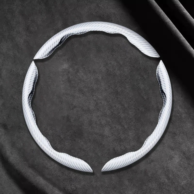 2/3PCS Laser Carbon Fiber Silicone Car Steering Wheel Cover 1K Micro Fiber Leather PVC Wheel Booster Cover Non-Slip Universal