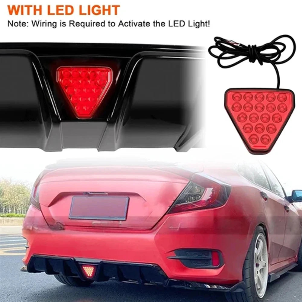 Civic 10th Gen Rear Bumper Diffuser Lip Kit With LED by superior interior and more