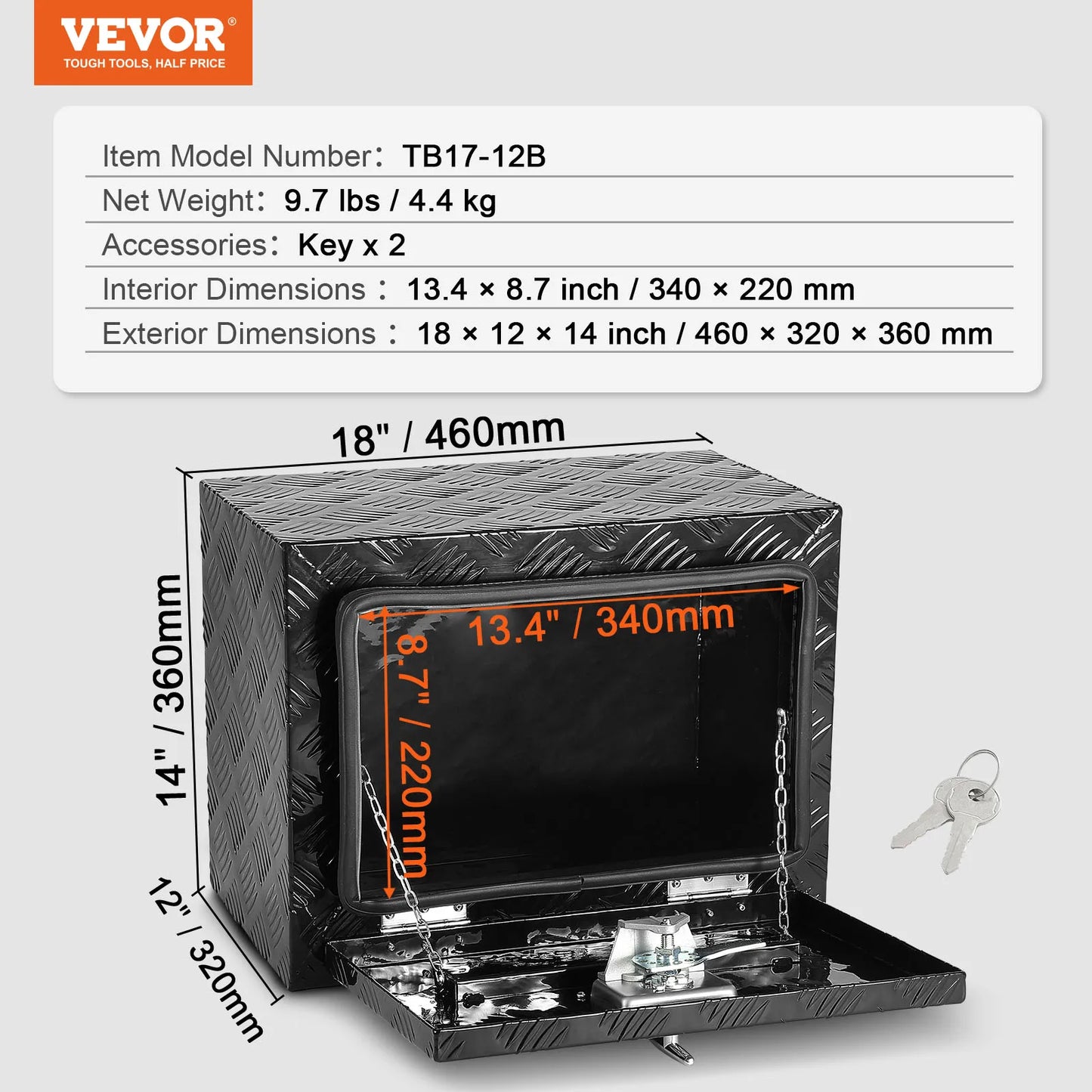 SucceBuy Underbody Truck Box Heavy Duty Diamond Plate Lockable Waterproof