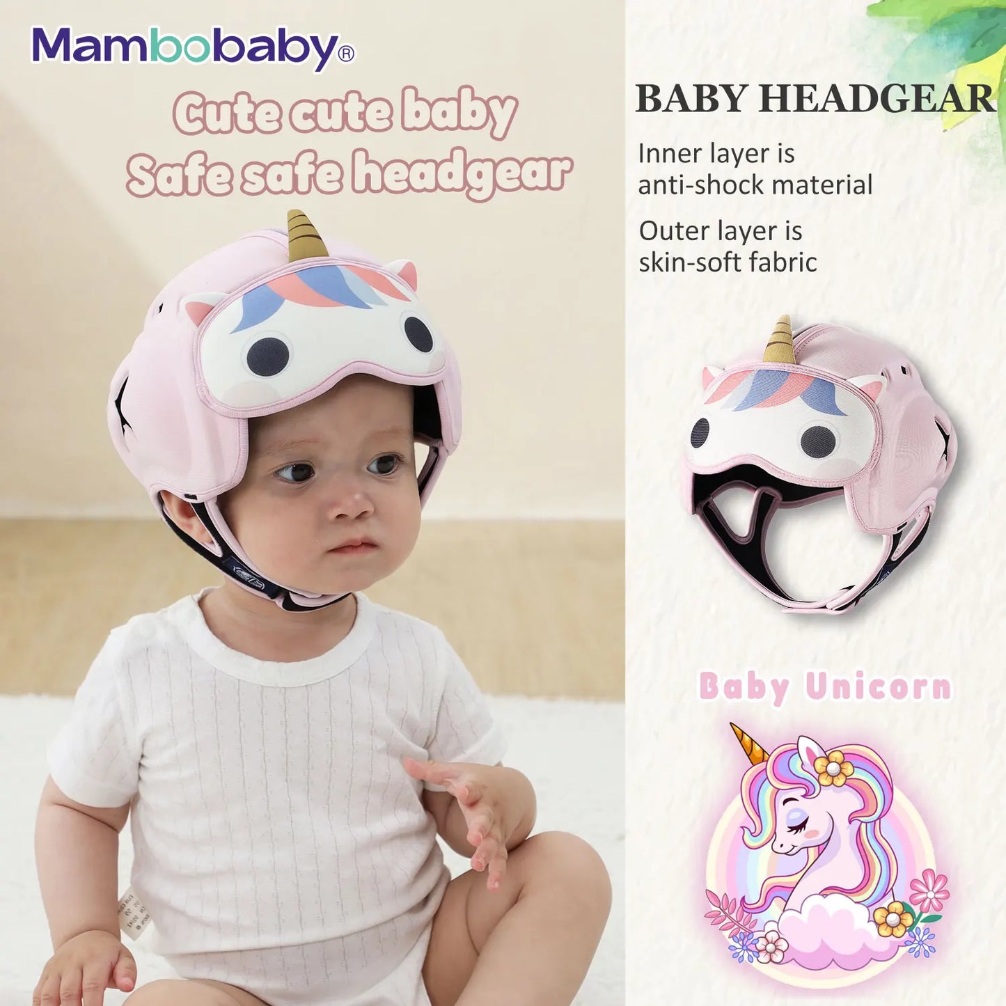 Mambobaby Safe Anti Shock Baby Helmet For Toddler Head Protection