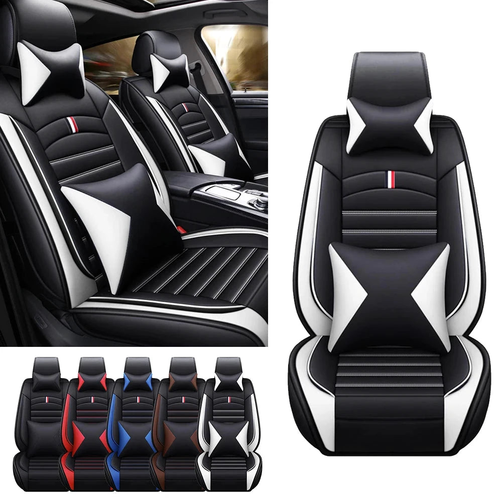 PU Leather Car Seat Covers Full Set Universal Front and Rear Four Seasons Protection by superior interior and more