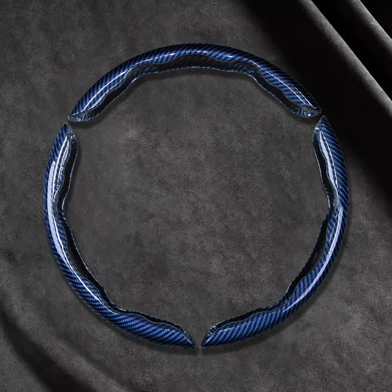 2/3PCS Laser Carbon Fiber Silicone Car Steering Wheel Cover 1K Micro Fiber Leather PVC Wheel Booster Cover Non-Slip Universal