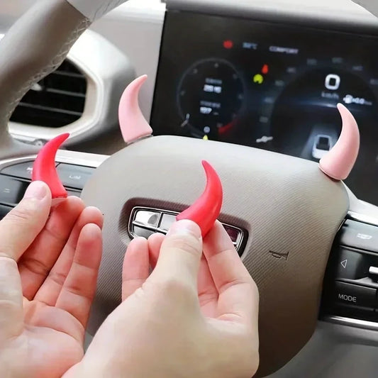 NONECN 2Pcs Car Mini Steering Wheel Devil Corner Sticker by superior interior and more