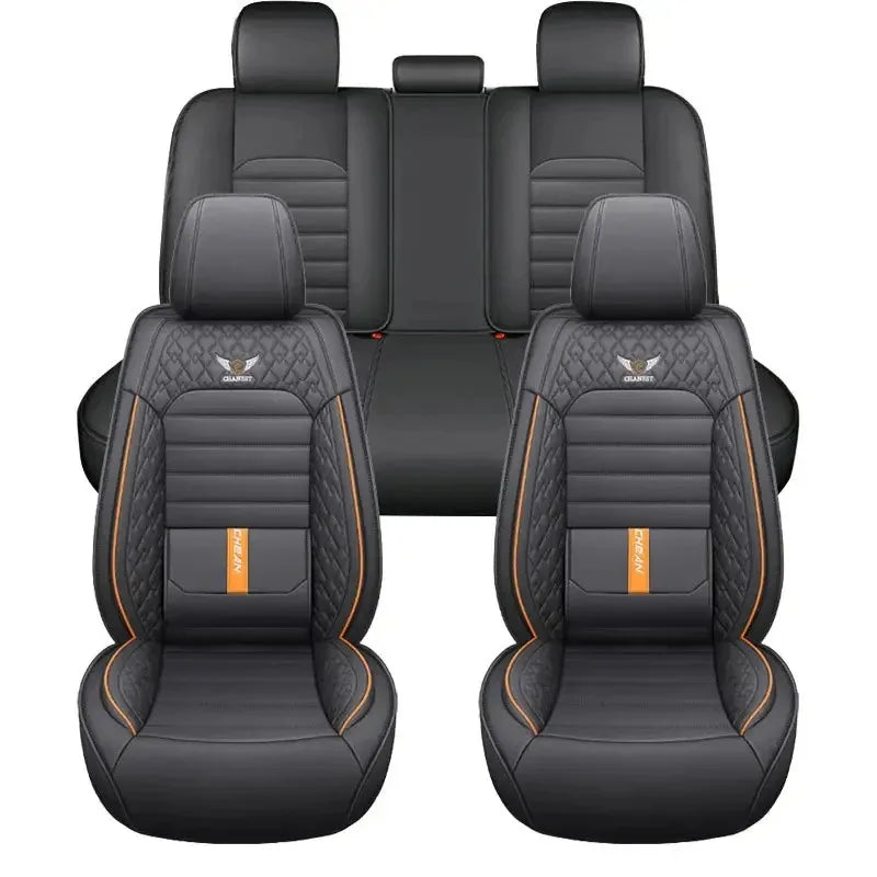 5 Seat Full Set Breathable Napa Leather Car Seat Cover - Luxury Fitted, Ergonomic Design With Fixed Lumbar Support