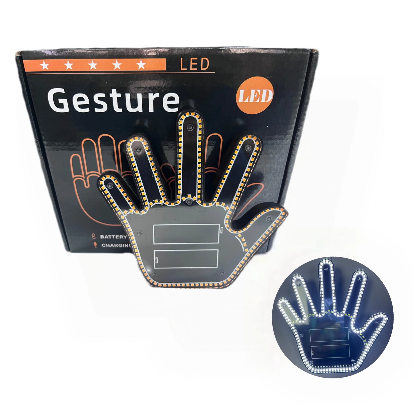 Hign-Concerned Five-Finger LED Gesture Display for Car Window