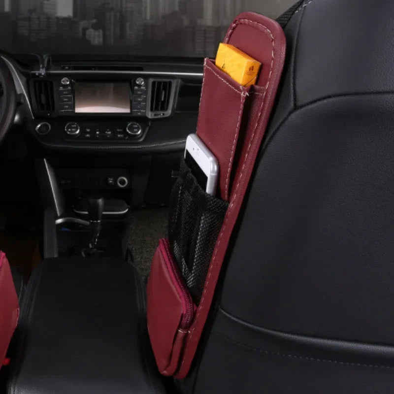 YIYUEQIANLI PU Leather Car Seat Side Organizer Mesh Pocket