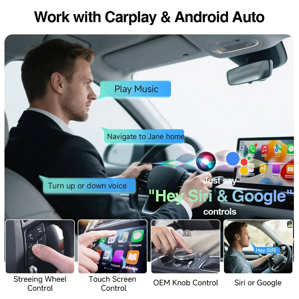 MOJOYCE 2 In 1 Wireless CarPlay Android Auto Adapter