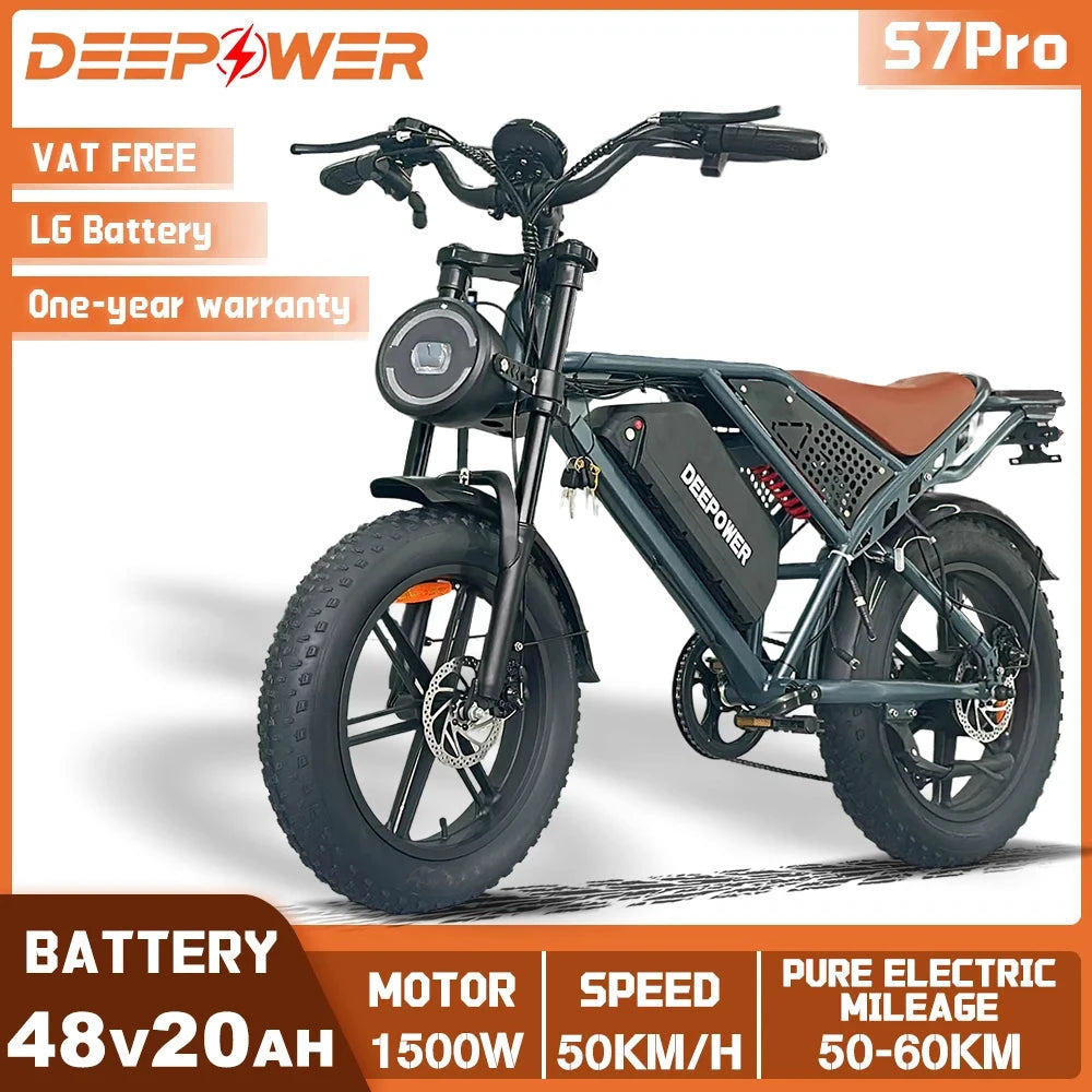 DEEPOWER S7Pro Off-Road Electric Bike 1500W 48V 60Ah Battery by superior interior and more