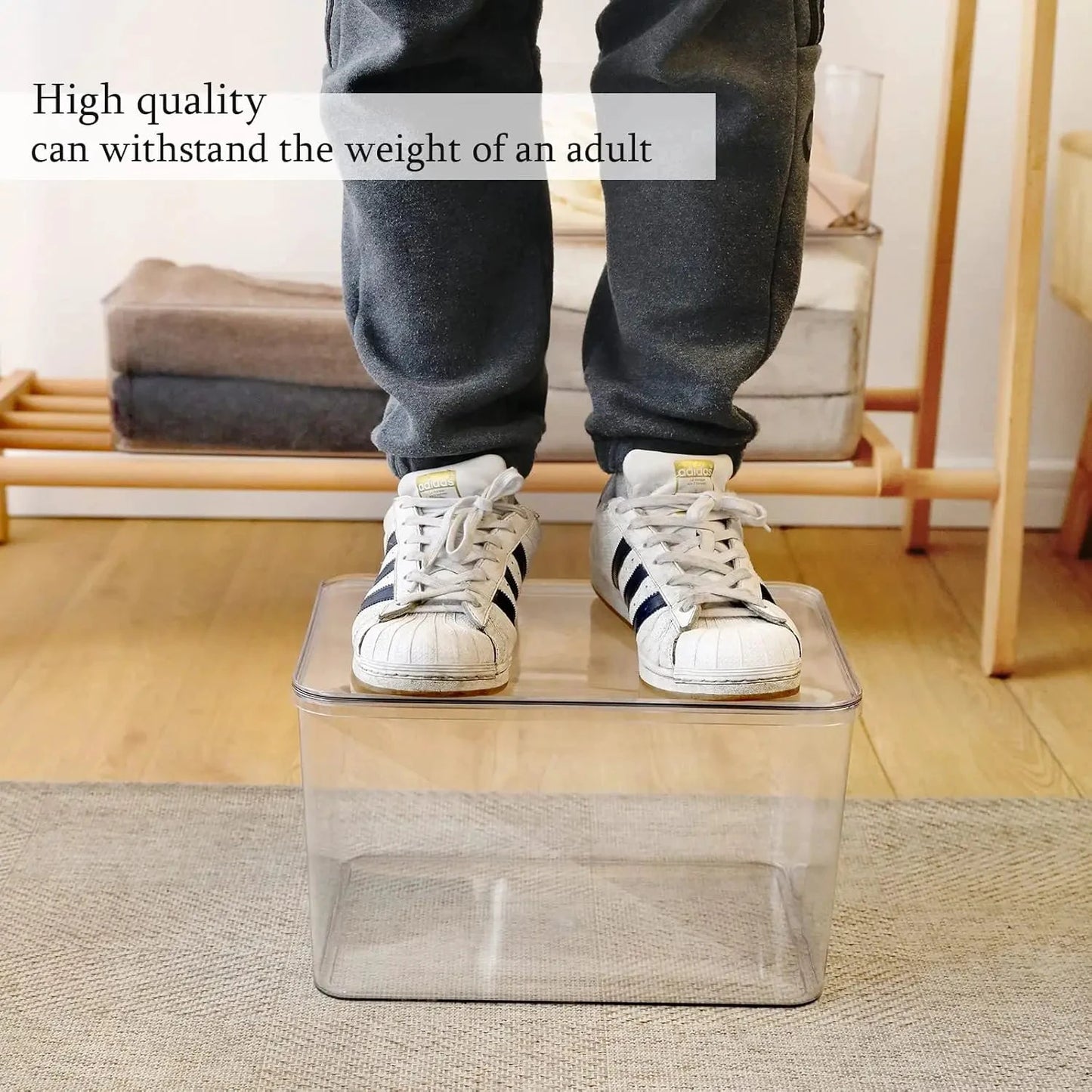 XMSJ Transparent Stackable Storage Boxes 5 Pack Organizer by superior interior and more