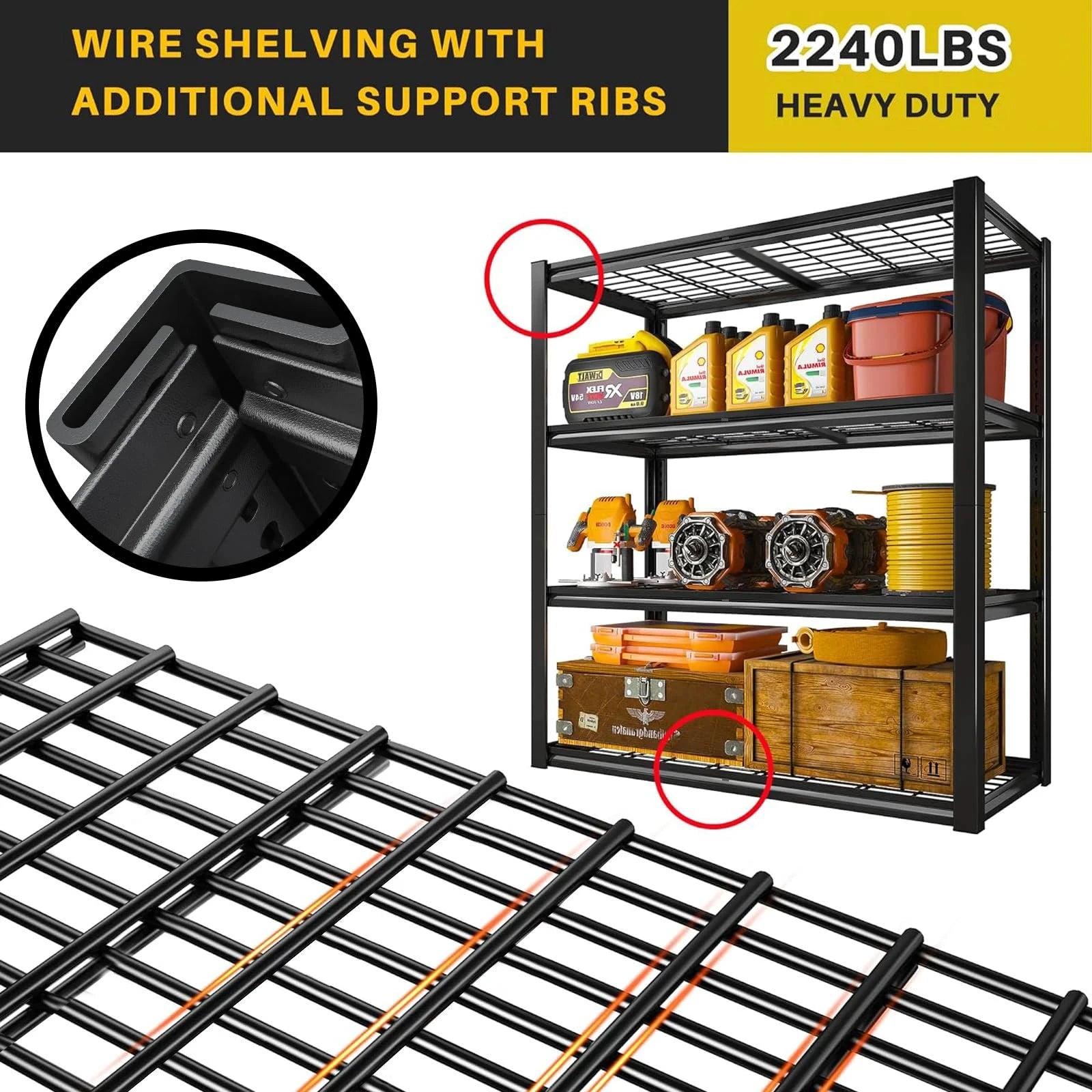 Sturdy Four-Shelf Iron Garage Storage Unit for Heavy Duty Use by superior interior and more