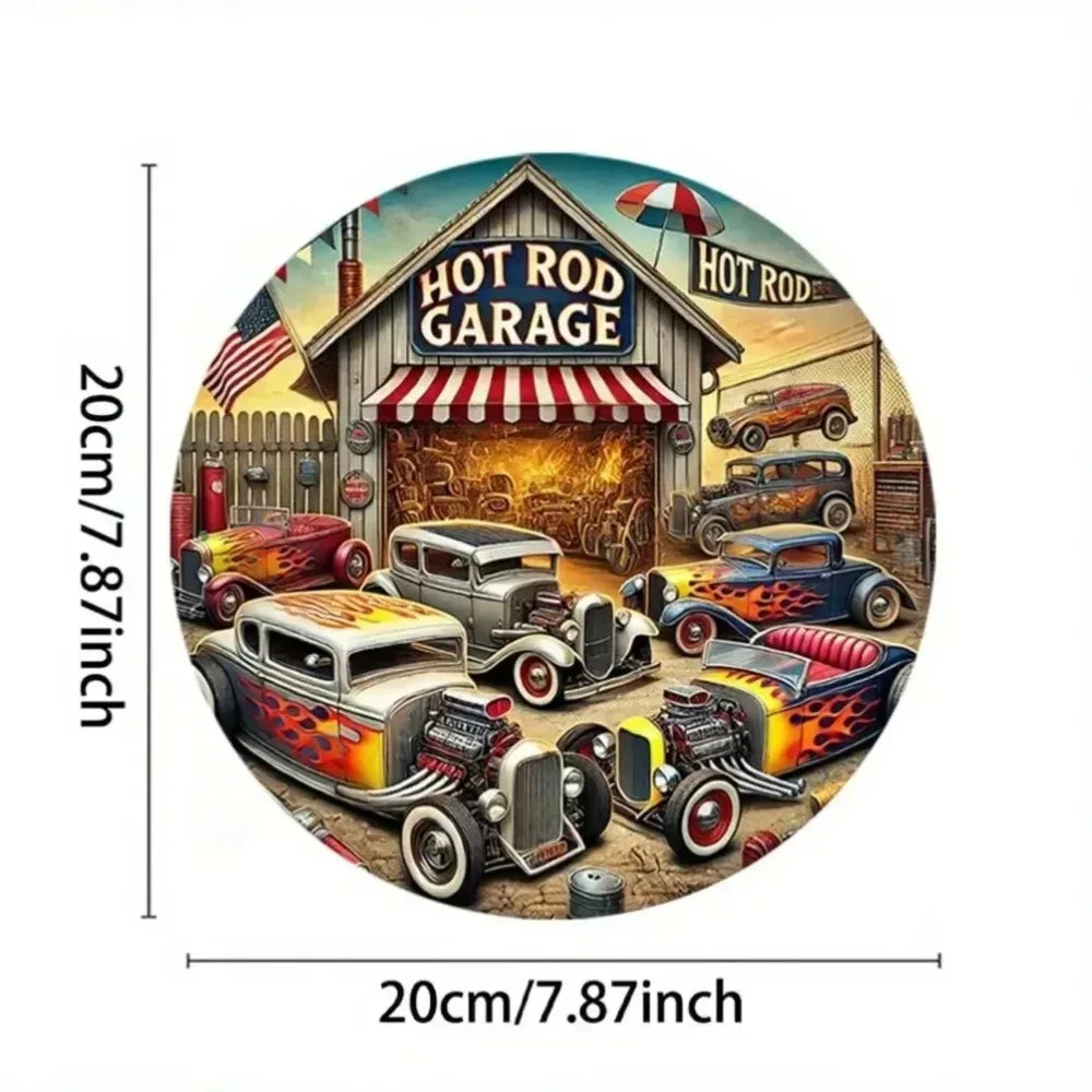 CIFBUY Hot Rod Metal Sign Vintage Car Wall Decor Garage