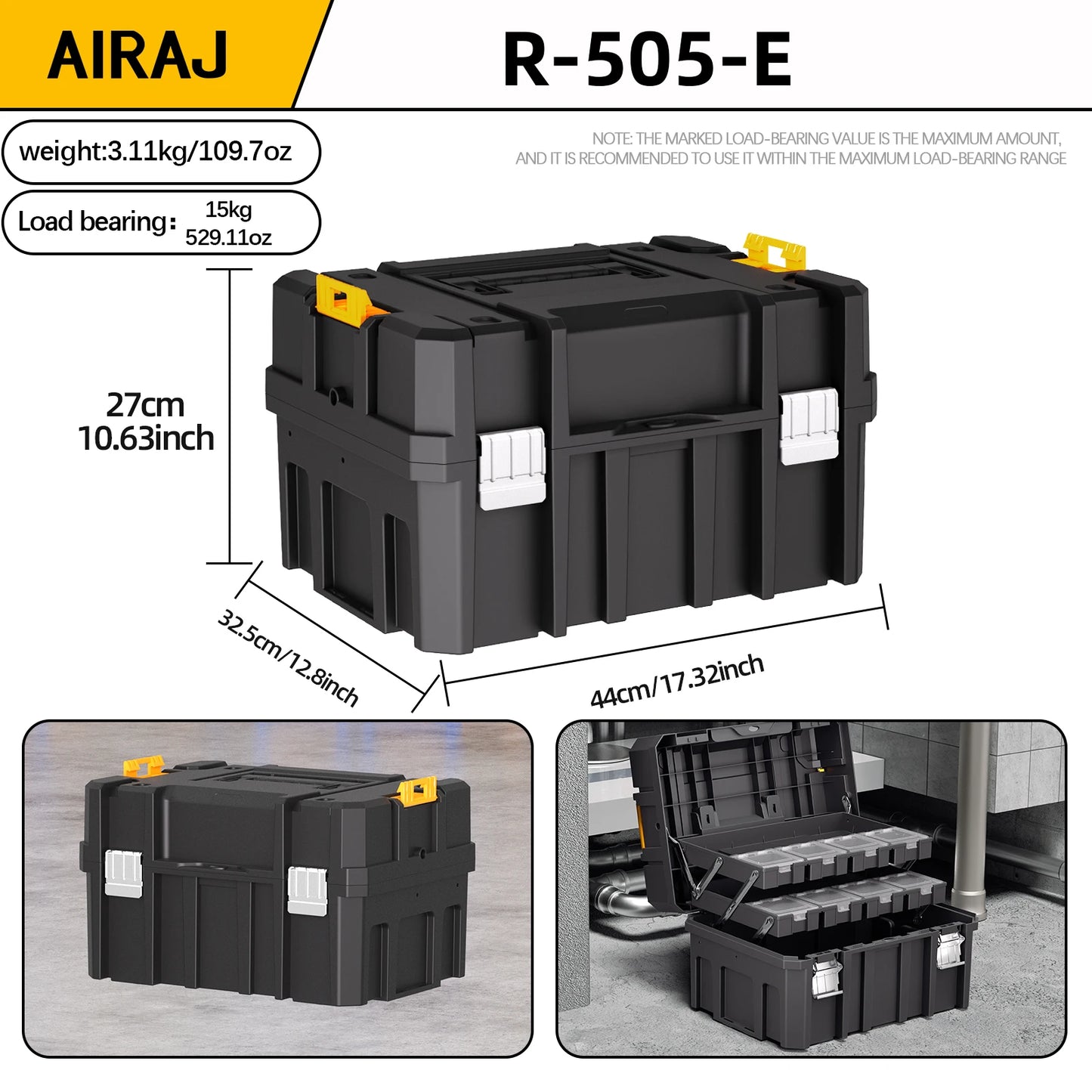 AIRAJ Stackable Rolling Tool Box Organizer With Drawers