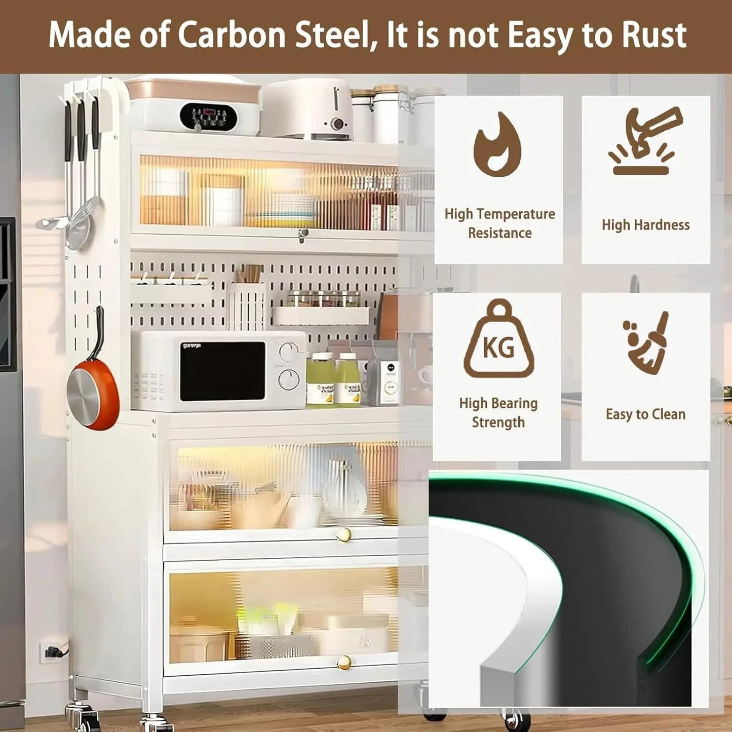 5 Tier Kitchen Bakers Rack With Flip Door Cabinet Storage by superior interior and more
