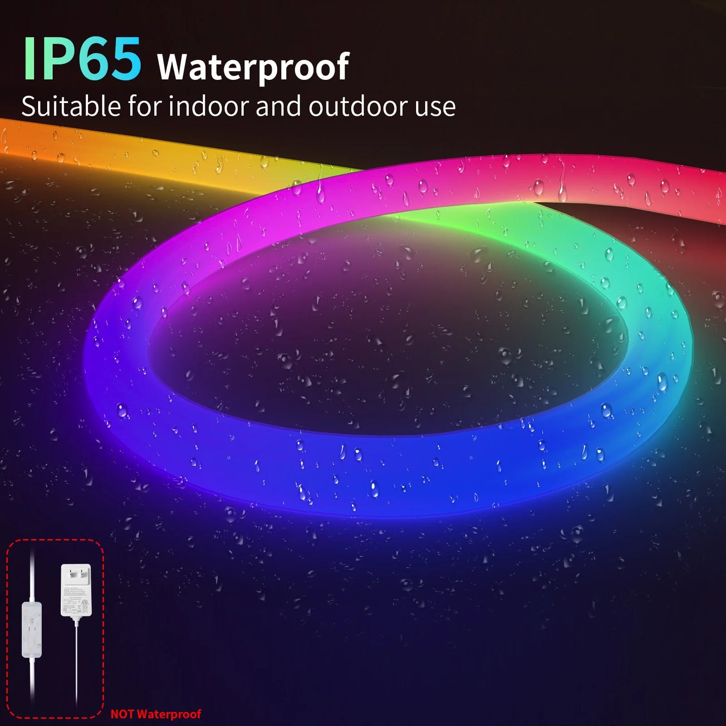 BUNACET Neon LED Strip 216 LEDs Per Meter RGBIC Waterproof IP65 Decor Light