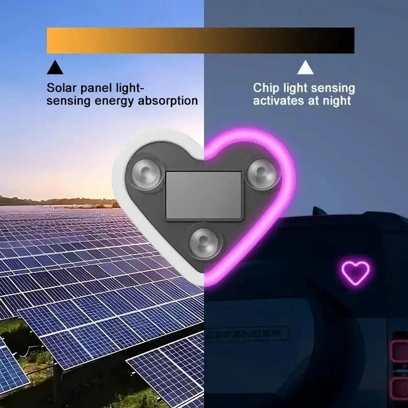Solar Powered Wireless LED Heart Shape C Pillar Neon Light For Car Interior by superior interior and more