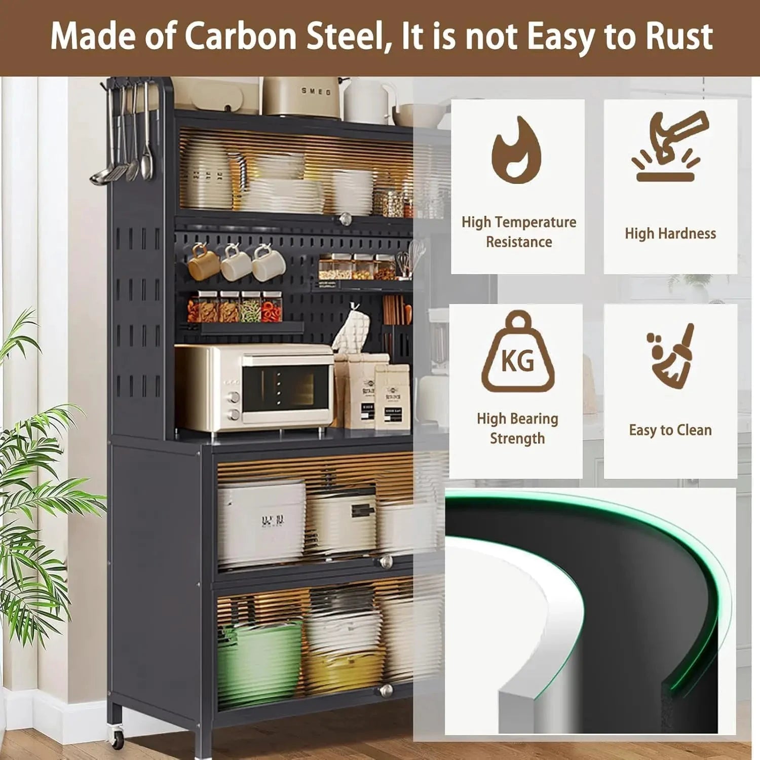 5 Tier Kitchen Bakers Rack With Flip Door Cabinet Storage by superior interior and more