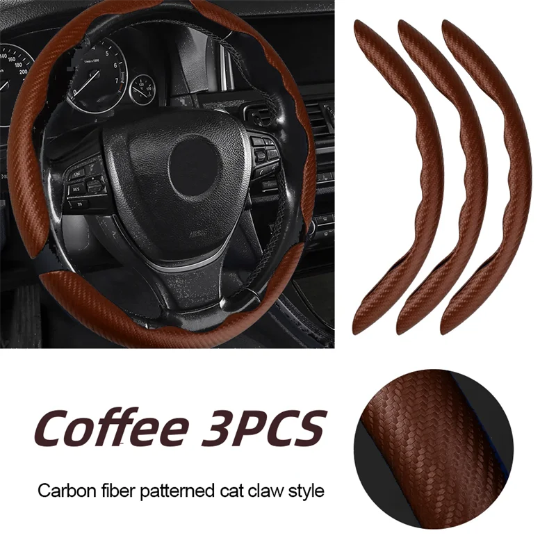 Carbon Fiber Steering Wheel Cover Anti Slip Faux Leather