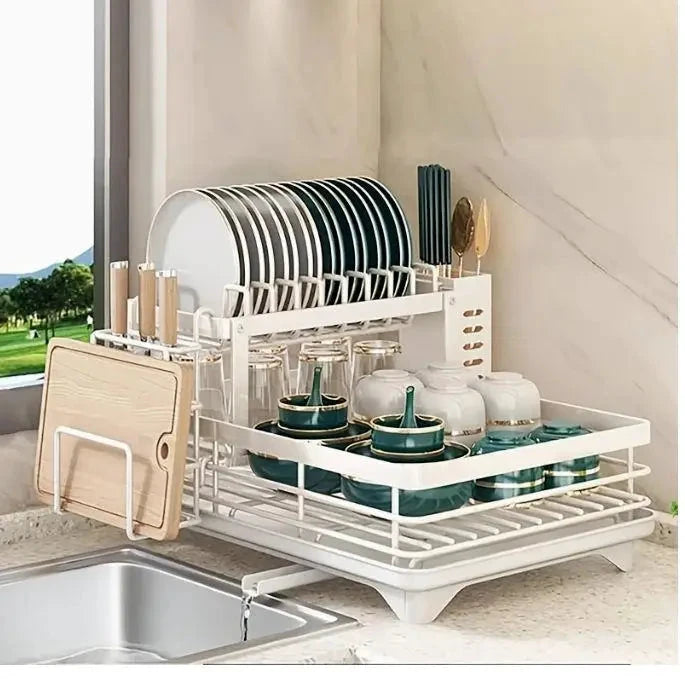 Double Tier Extendable Dish Drainer Utensil Rack System by superior interior and more