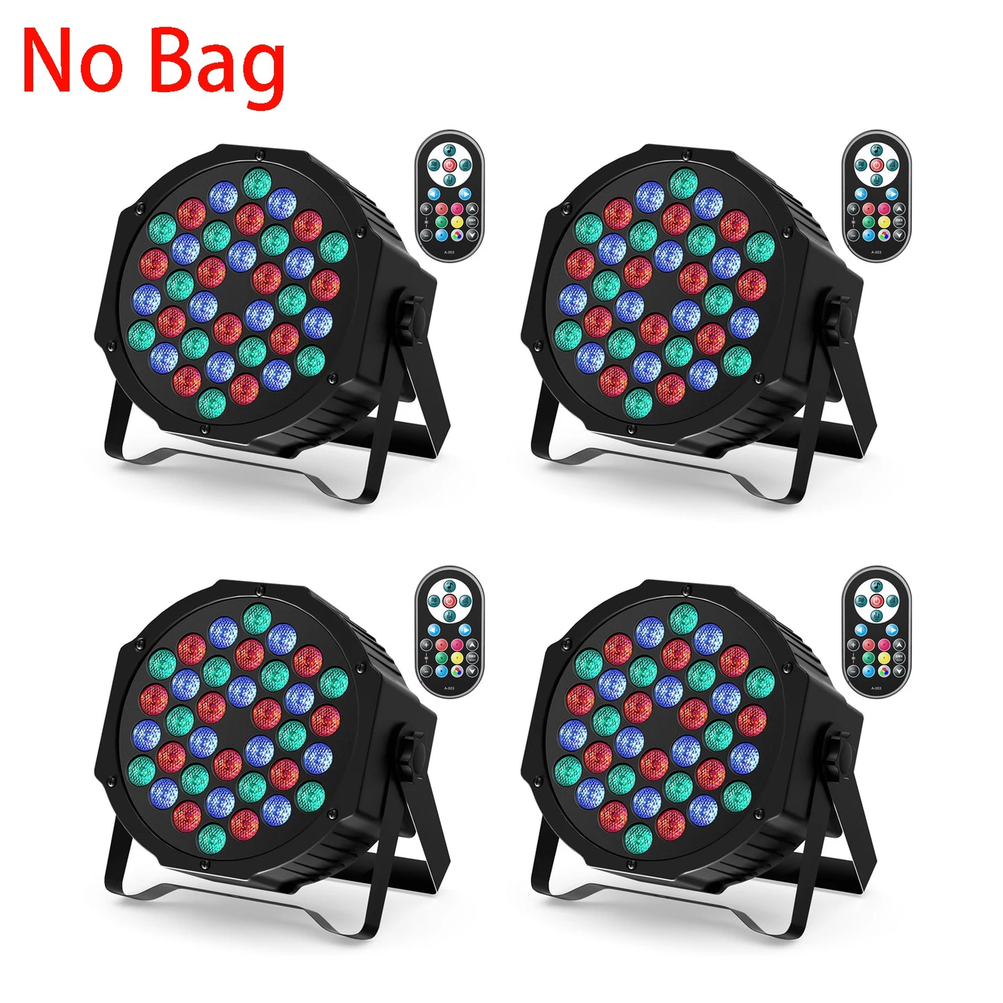 Datewink 4PCS 36LEDs Flat Par Lights With Bag RGB Stage Lighting Effect DMX512 For DJ Disco Wedding Party Nightclub Christmas