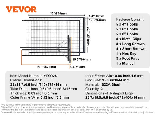SucceBuy Grid Wall Panels Double Sided Display Racks With Hooks