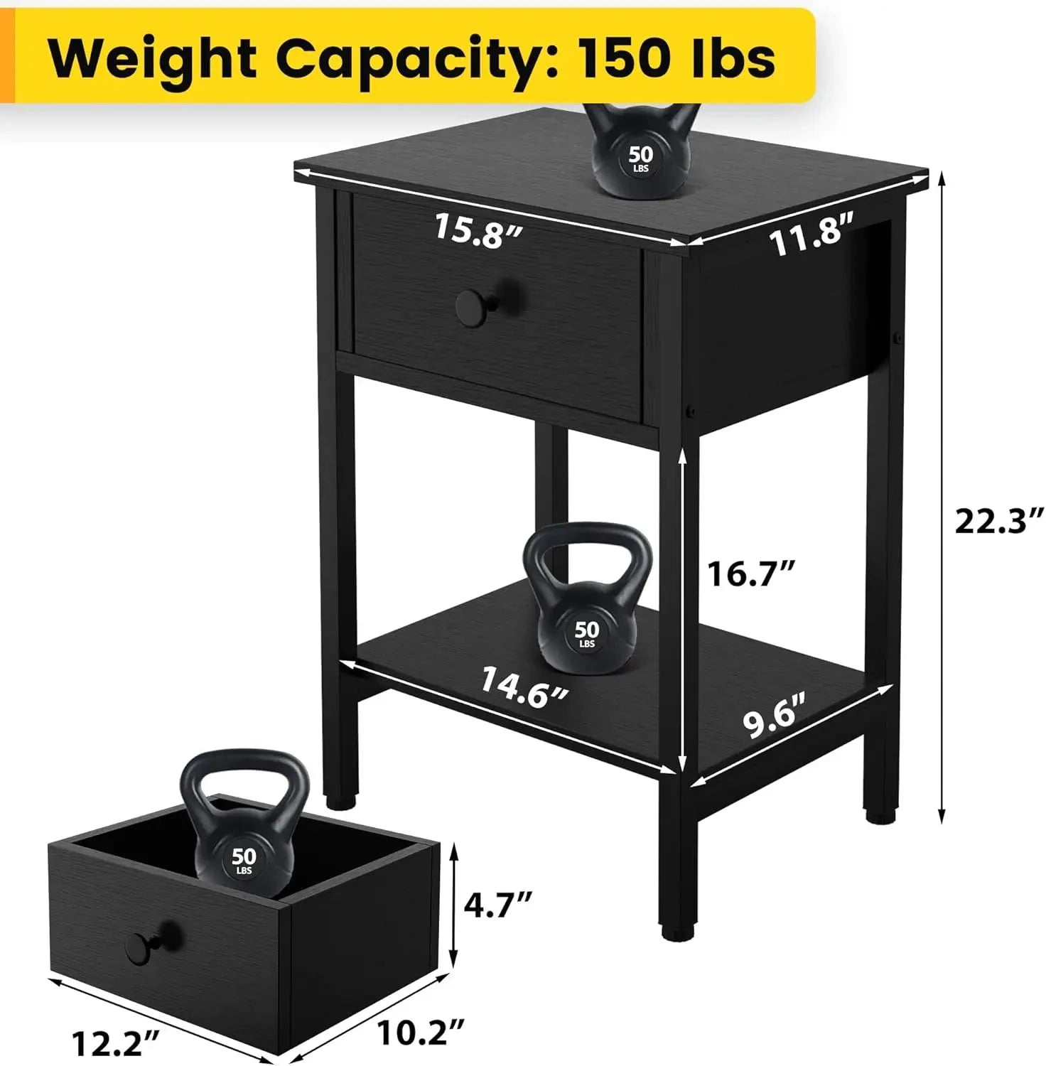 XMSJ Nightstands Set of 2 With Drawers and Storage Shelf by superior interior and more