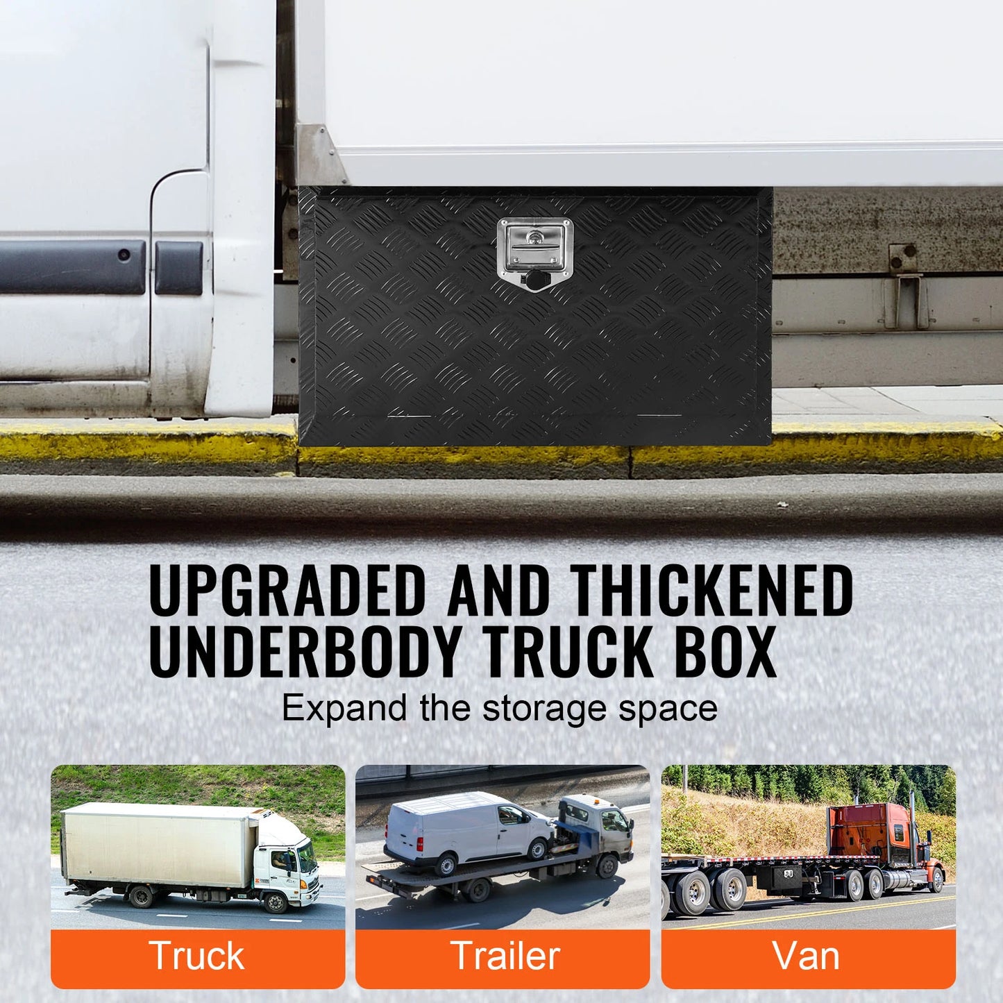 SucceBuy Underbody Truck Box Heavy Duty Diamond Plate Lockable Waterproof