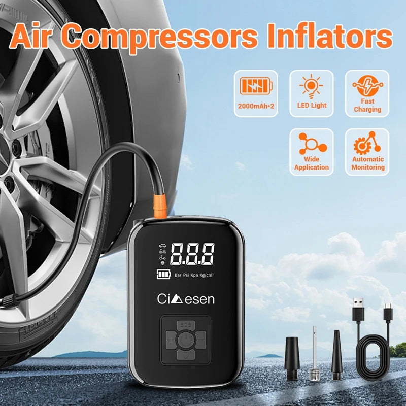 HELLOLEIBOOH Wireless Car Air Pump 150 PSI Portable Tire Inflator
