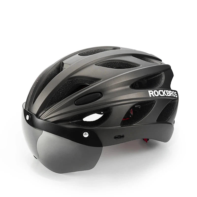 ROCKBROS Cycling Helmet With Integrated Goggles Lightweight Head Protection by superior interior and more