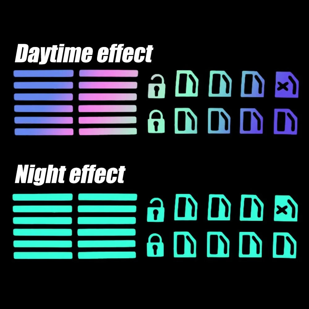 Car Door And Window Luminous Button Sticker Set Universal Fluorescent