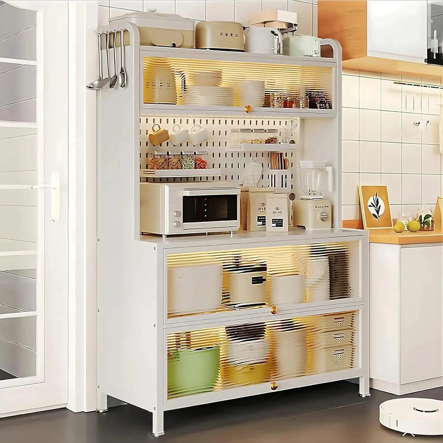 5 Tier Kitchen Bakers Rack With Flip Door Cabinet Storage by superior interior and more