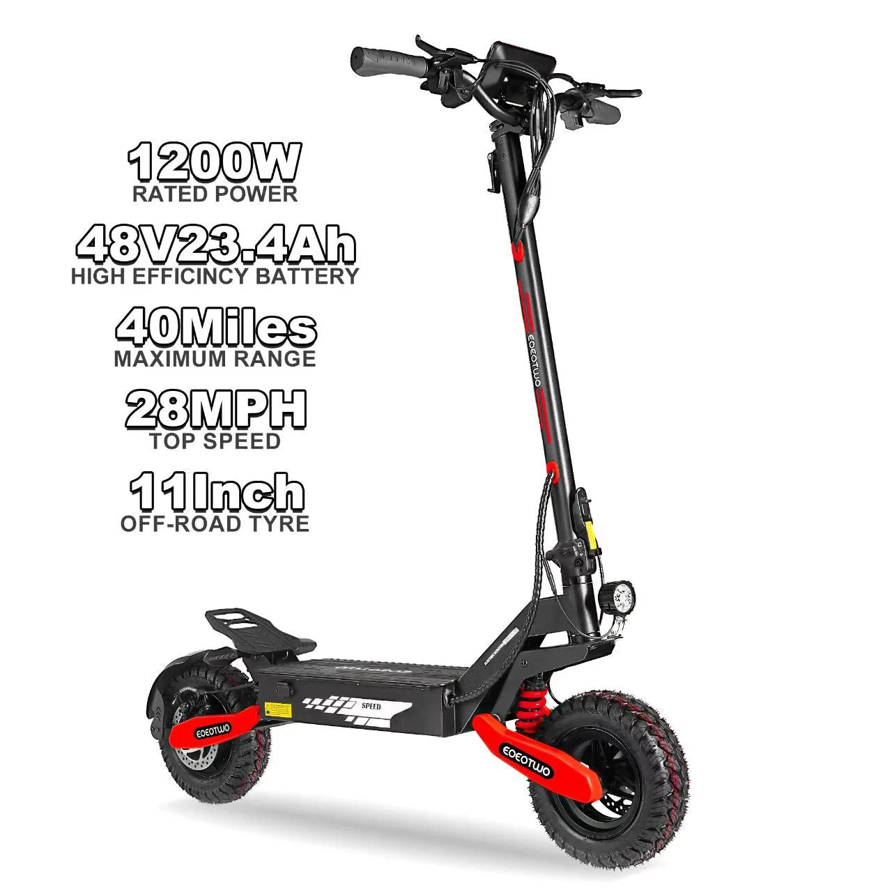 EOEOTWO GT06 Off Road Electric Scooter 1200W 30MPH Dual Suspension by superior interior and more