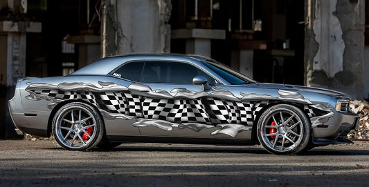 High-Quality 3D Checkered Flag Car Wrap Racing Vinyl Decal